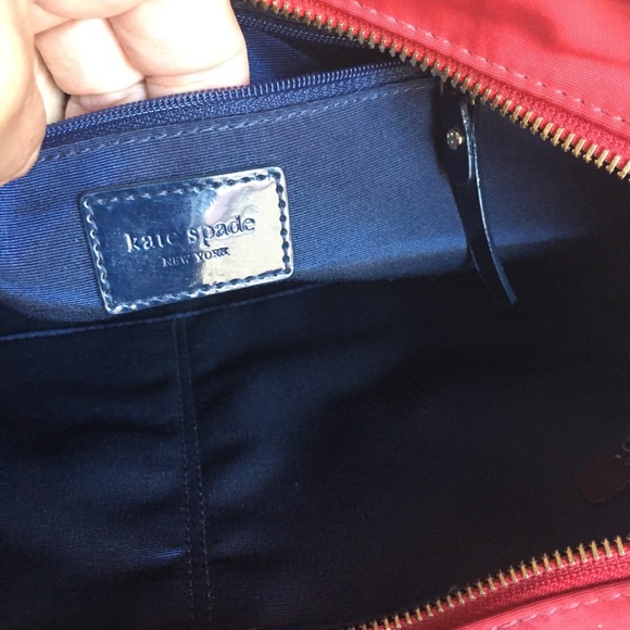 Kate Spade red with navy blue tote bag - Picture 5 of 8